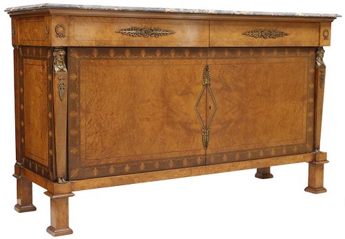EMPIRE STYLE MARBLE-TOP BURLWOOD