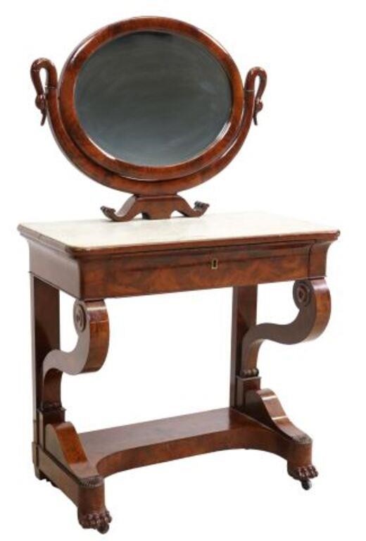 EMPIRE STYLE MARBLE-TOP MAHOGANY