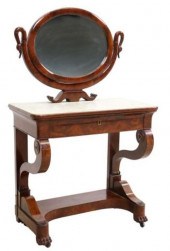 EMPIRE STYLE MARBLE-TOP MAHOGA