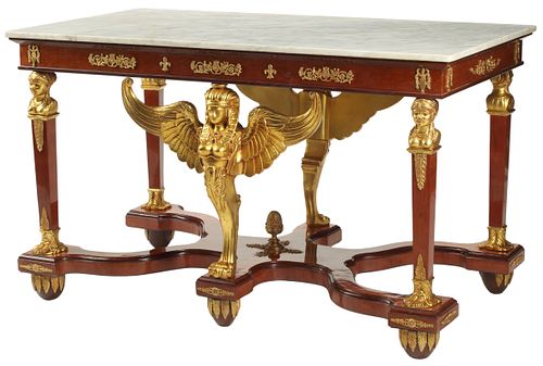 EMPIRE STYLE MARBLE-TOP PARCEL GILT