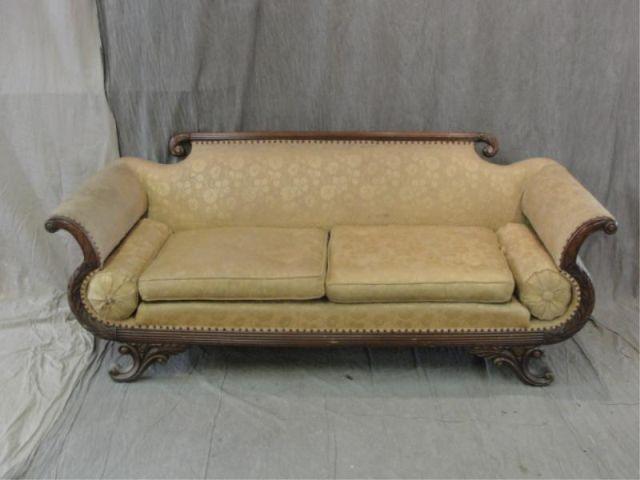 Empire Style Upholstered Scroll Arm