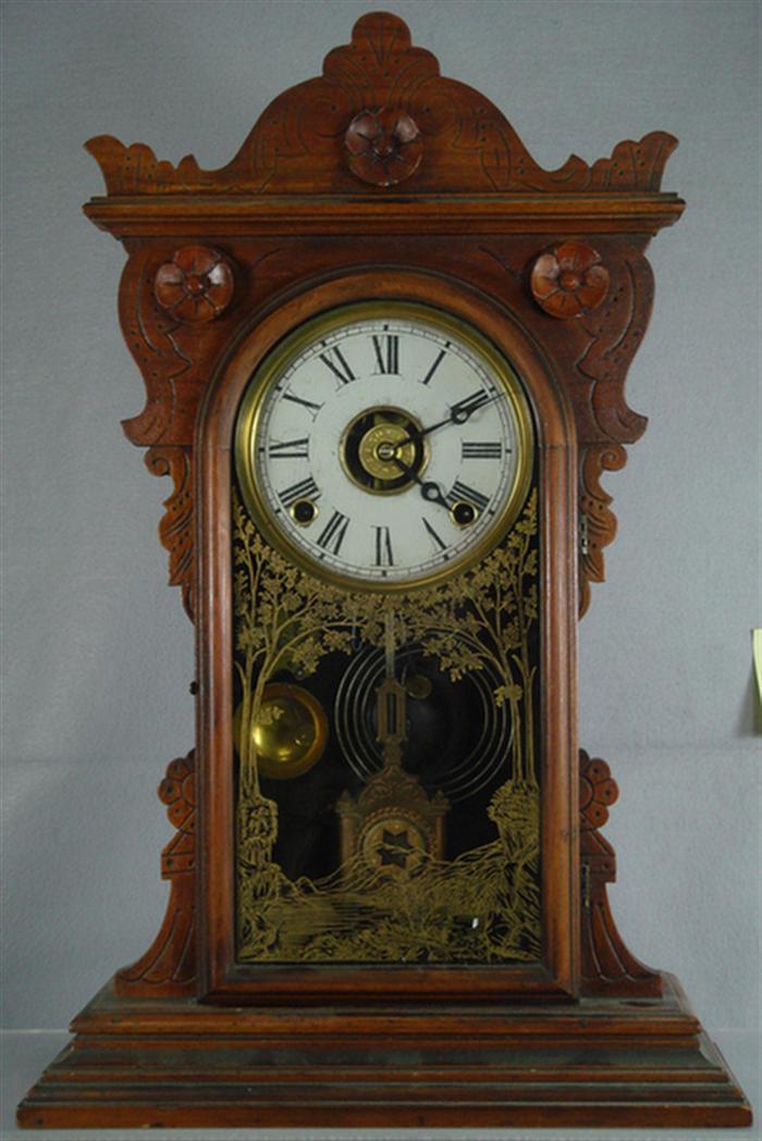 EN Welch walnut mantle clock,