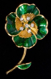 Enamel and Diamond Brooch Hamm