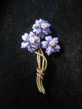 Enamel and diamond posy pin