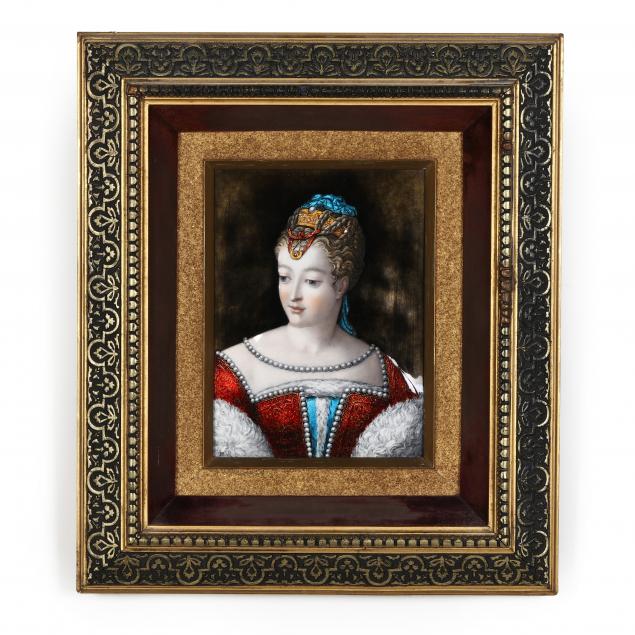 ENAMEL ON COPPER PORTRAIT PLAQUE,