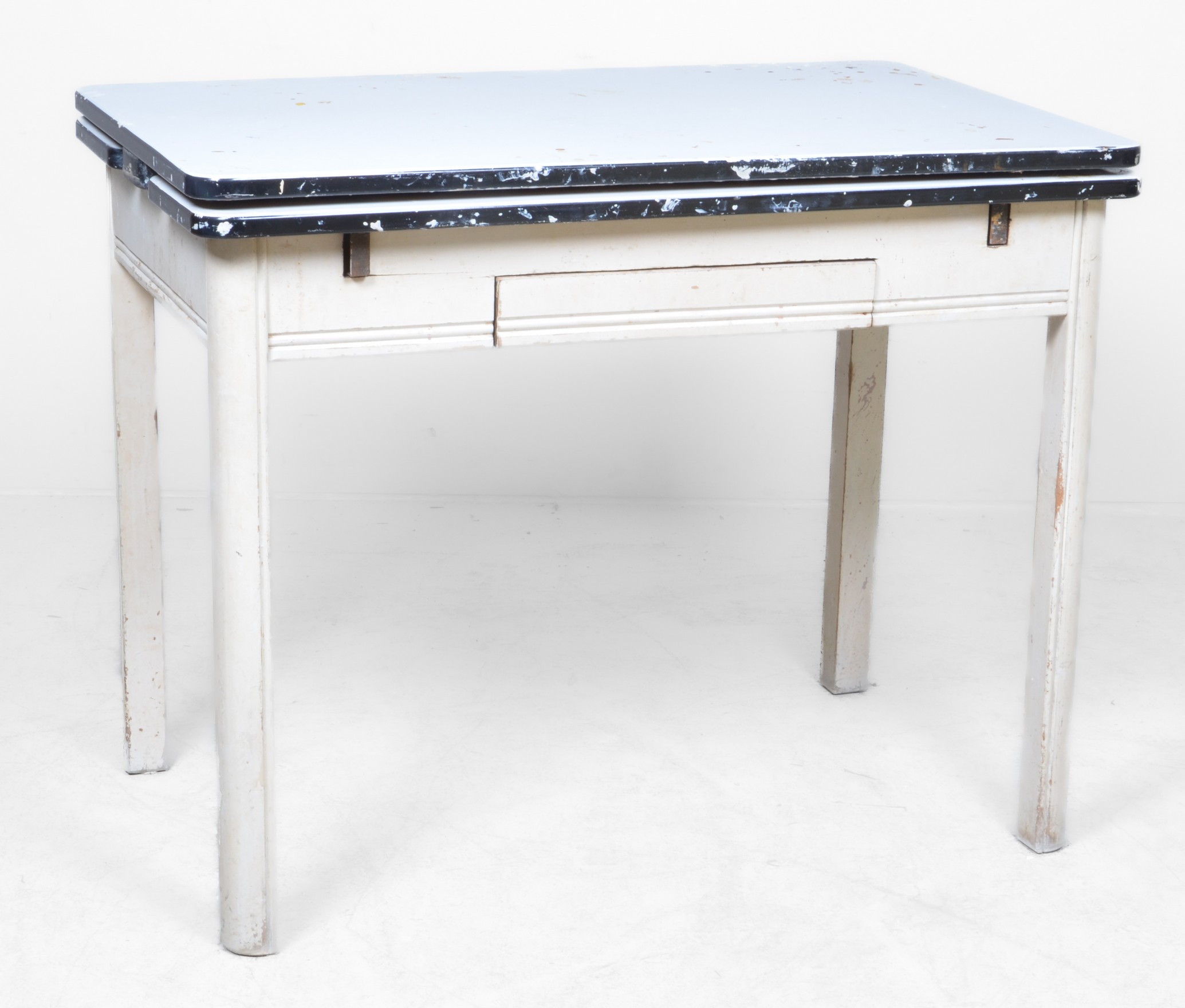 Enameled and wood dining table,