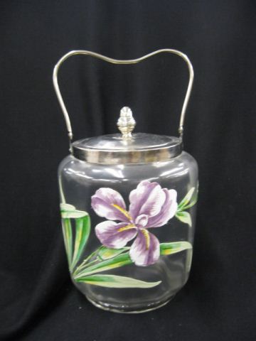 Enameled Art Glass Biscuit Jar