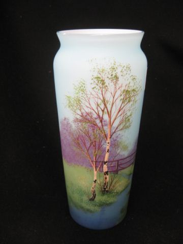 Enameled Art Glass Vase landscape