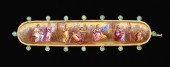 Enameled bar brooch of Grecian