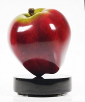 ENAMELED BRONZE RED APPLE ART