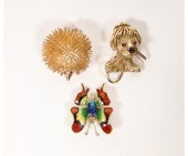 Enameled butterfly pin marked