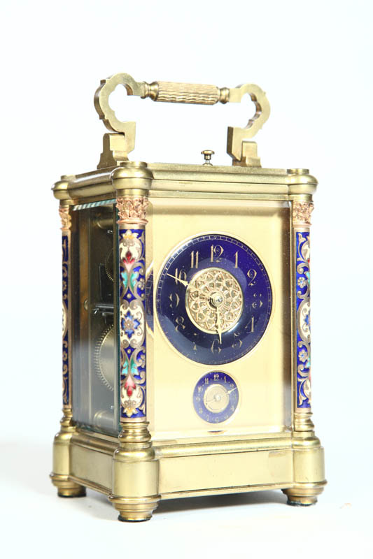ENAMELED CARRIAGE CLOCK. Brass