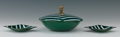 Enameled Covered Dish and Two