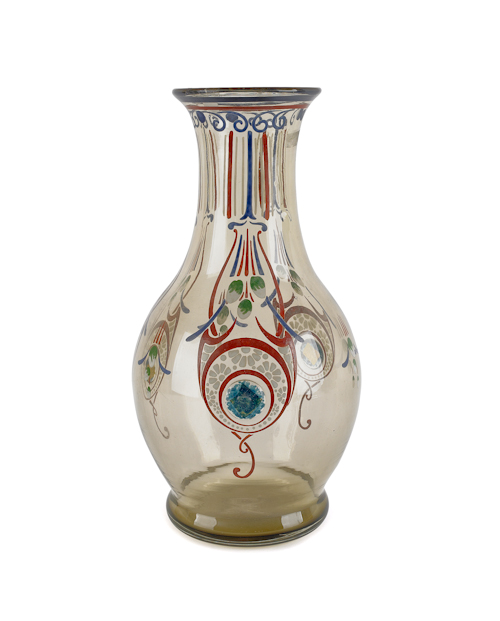 Enameled decorated vase signed