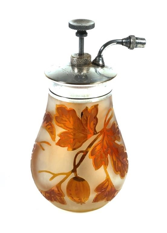 ENAMELED GLASS PERFUME BOTTLE,