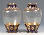 ENAMELED GLASS VASES ATTR. RUS
