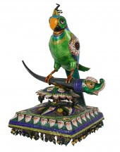 ENAMELED METAL PARROT FIGUREun