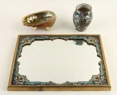 ENAMELED MIRROR & TWO MEXICAN