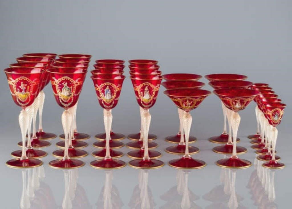 ENAMELED MURANO RUBY GLASS