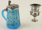 ENAMELED OPALINE GLASS TANKARD