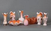 ENAMELED PEACH SATIN ART GLASS