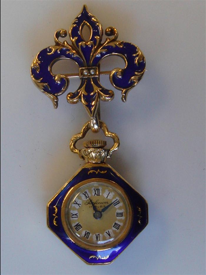 Enameled Pendant Watch.