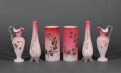 ENAMELED PINK SATIN ART GLASS