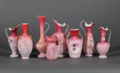 ENAMELED PINK SATIN ART GLASS