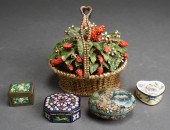 ENAMELED RASPBERRY BASKET TABL