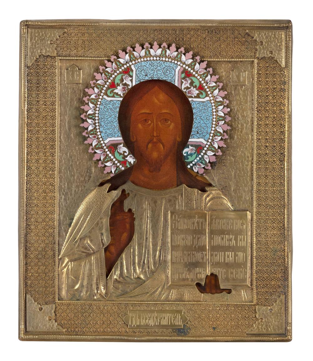 ENAMELED RUSSIAN ICON OF CHRIST
