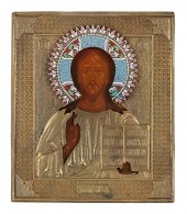 ENAMELED RUSSIAN ICON OF CHRIS