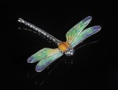 ENAMELED SILVER DRAGONFLY BROO