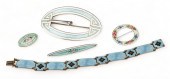 Enameled sterling jewelry grou