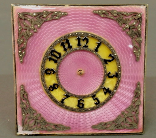 Enameled traveling clock early 20th