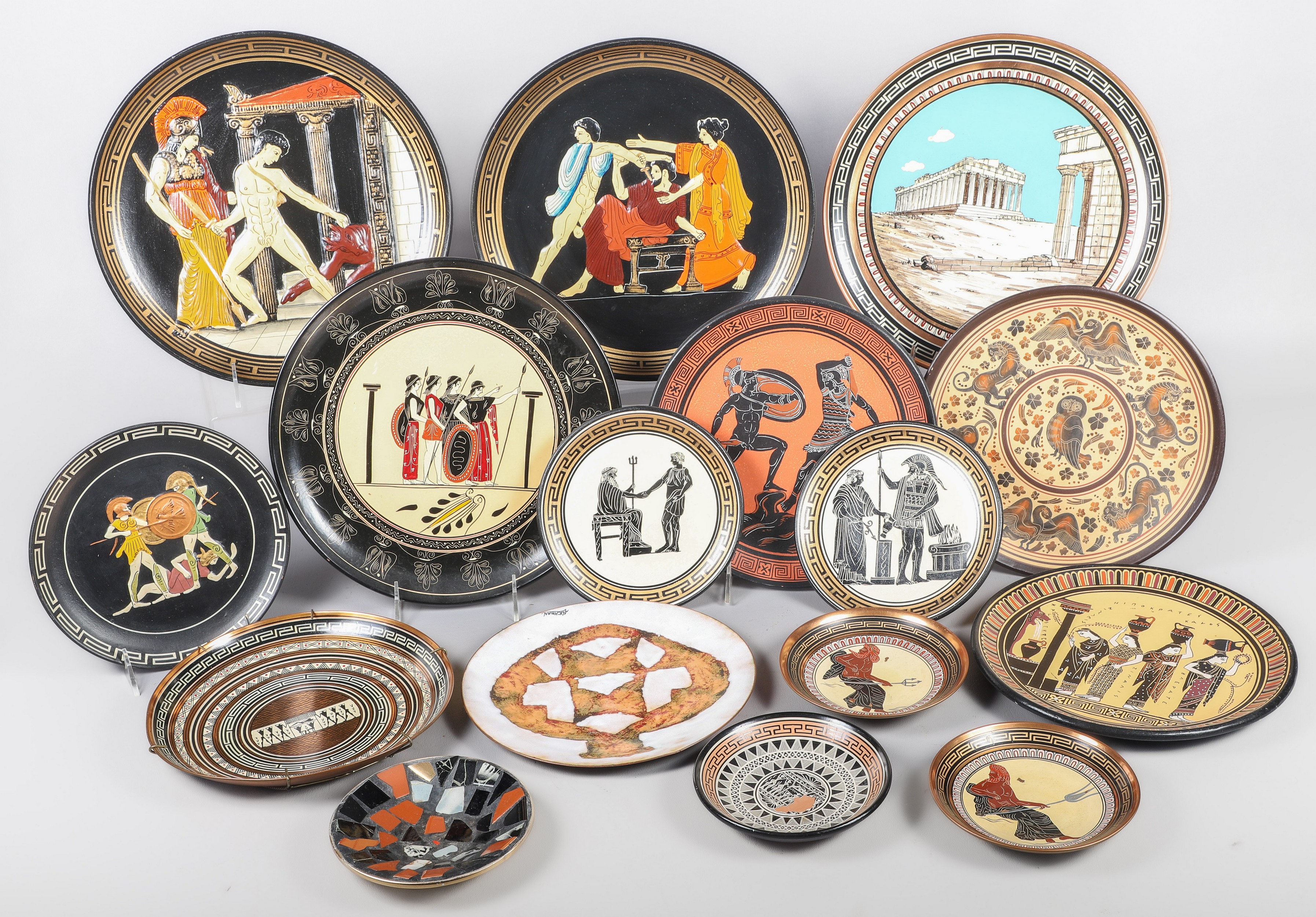 Enameled trays and copper wall
