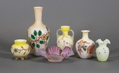 ENAMELED YELLOW SATIN ART GLAS