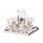 ENAMELLED GLASS LEMONADE SET,