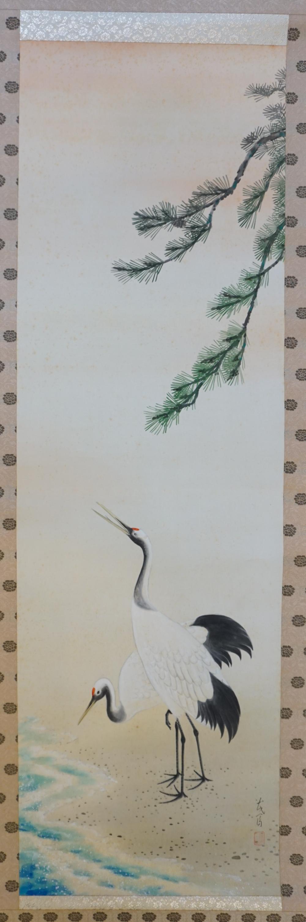 ENCASED JAPANESE HANGING SCROLL
