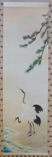 ENCASED JAPANESE HANGING SCROL