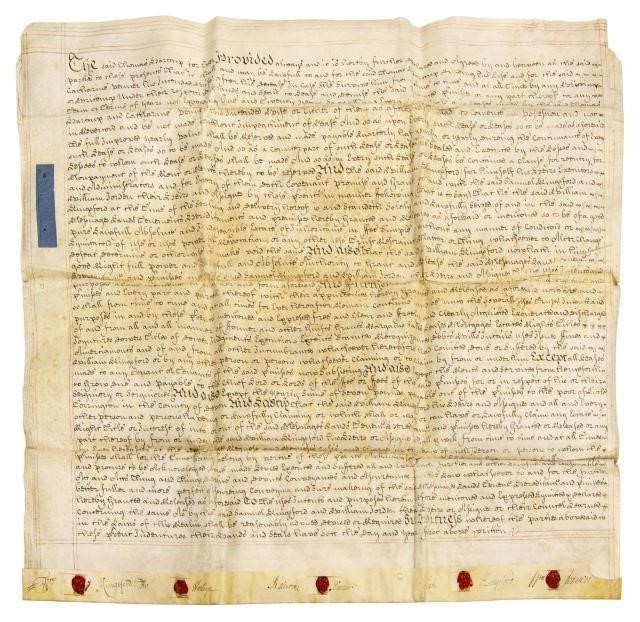 ENGLISH 18TH C. VELLUM INDENTURE