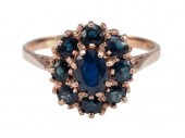ENGLISH 9KT ROSE GOLD AND SAPP