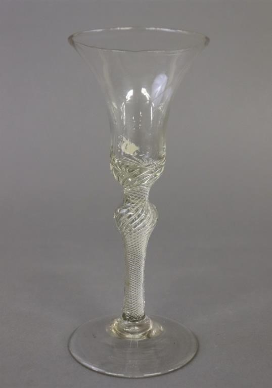 English airtwist wine glass, 18th