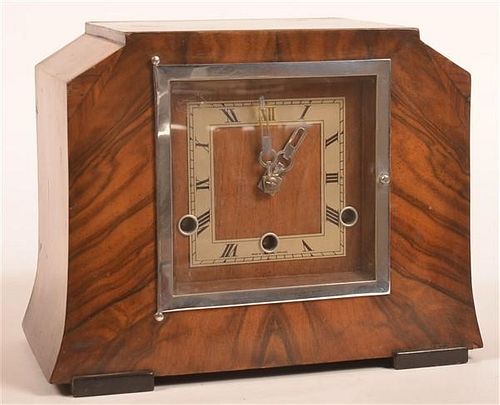 ENGLISH ART DECO BURL MAHOGANY
