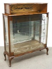 ENGLISH ART DECO MAHOGANY CURI