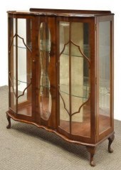 ENGLISH ART DECO WALNUT CURIO