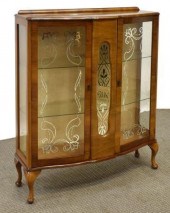 ENGLISH ART DECO WALNUT CURIO/