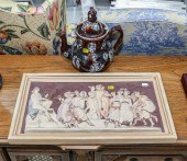 ENGLISH BARGEWARE TEAPOT & CLA
