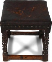 ENGLISH BAROQUE OAK STOOL, EAR