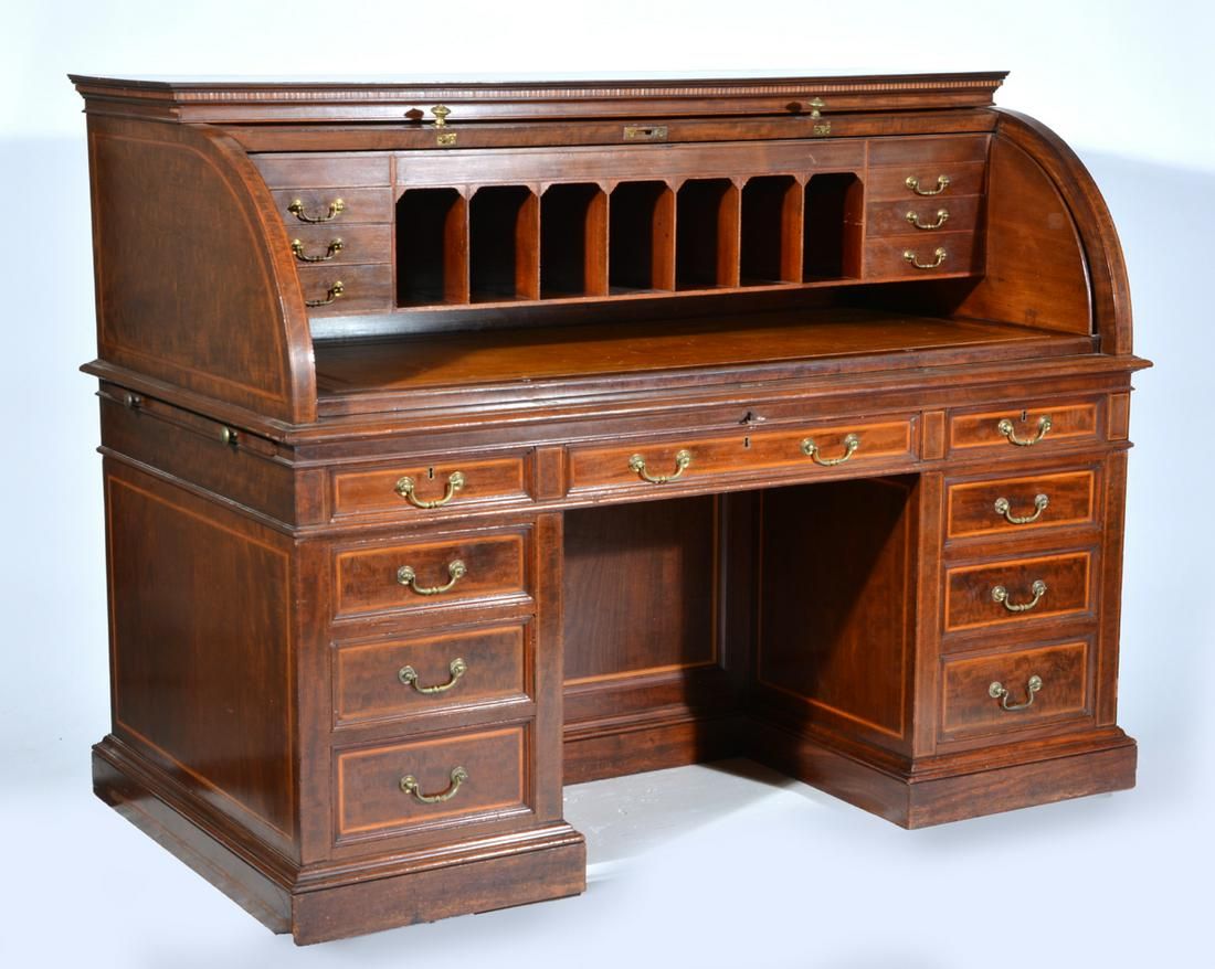 ENGLISH BARREL ROLL DESK WITH