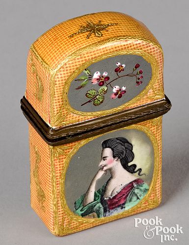 ENGLISH BILSTON ENAMEL ETUI, 18TH